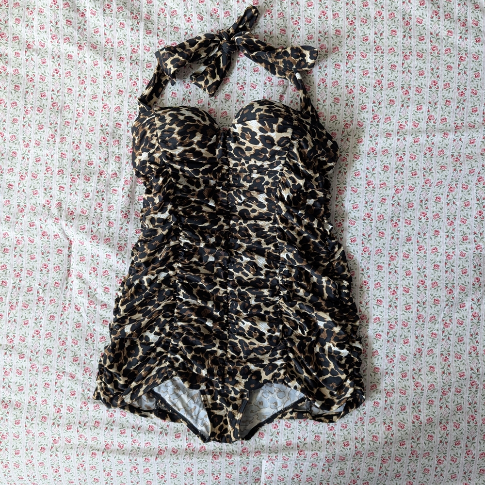 Leopard Print Halter Swimsuit